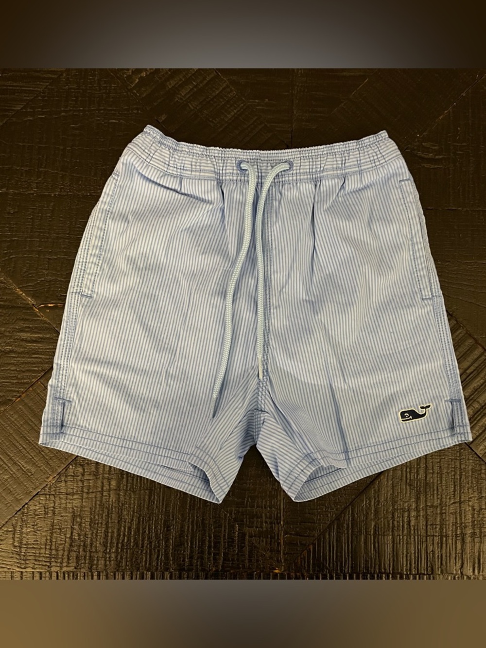 Vineyard Vines Boys Light Blue Striped Seersucker Swim Trunks Size 3T